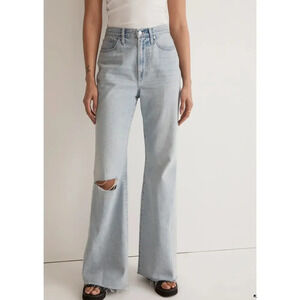 Madewell Baggy Flare Jeans Raw Hem High Waisted Curvy Friendly in Luzon Wash 26